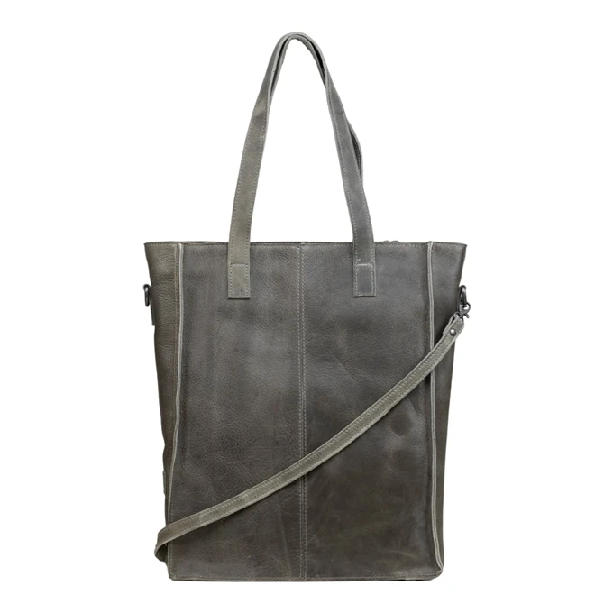 DSTRCT Raider Road Shopper Laptoptas 15,6" Leer Grijs 6 DSTRCT Raider Road Shopper Laptoptas 15,6" Leer Grijs - Afbeelding 4