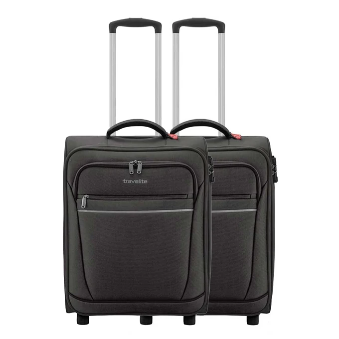 Travelite Cabin 2 Wiel Trolley Set Van 2 Black 3 Travelite Cabin 2 Wiel Trolley Set Van 2 Black
