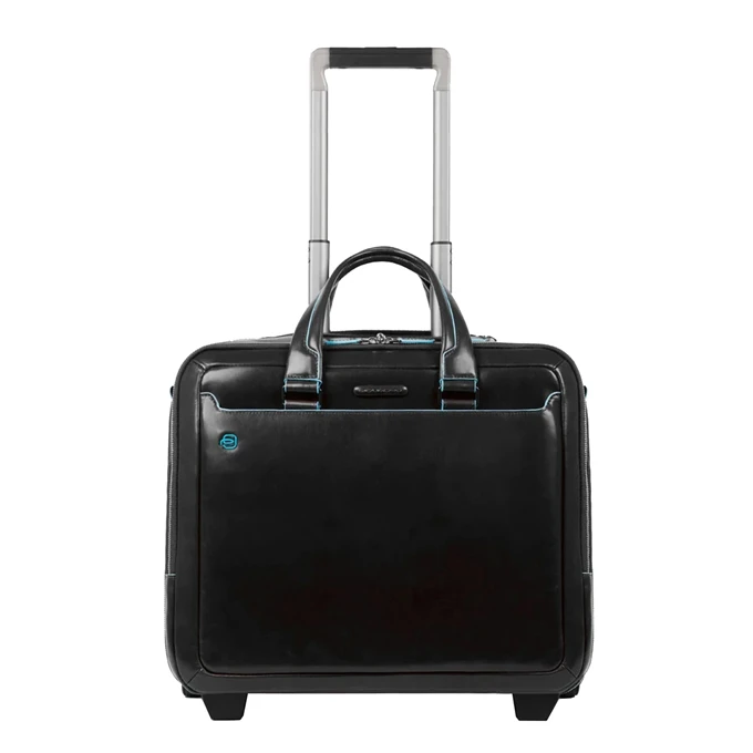 Piquadro Black Square Briefcase With Wheels 2 Compartments Black 3 Piquadro Black Square Briefcase With Wheels 2 Compartments Black