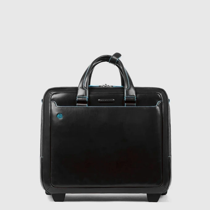 Piquadro Black Square Briefcase With Wheels 2 Compartments Black 4 Piquadro Black Square Briefcase With Wheels 2 Compartments Black - Afbeelding 2