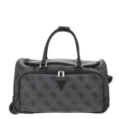 Guess Berta Wheeled Duffel Coal Logo