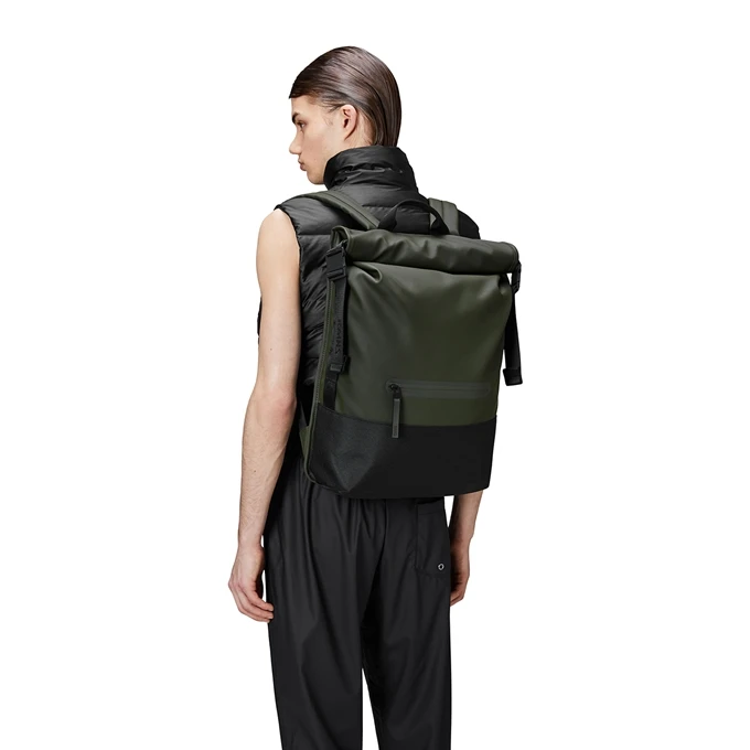 Rains Trail Rolltop Backpack W3 Green 5 Rains Trail Rolltop Backpack W3 Green - Afbeelding 3