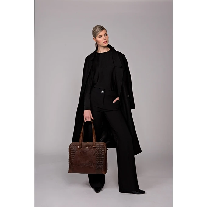 FMME. Charlotte 13.3 Workingbag 3 Pockets Croco Brown 4 FMME. Charlotte 13.3 Workingbag 3 Pockets Croco Brown - Afbeelding 2