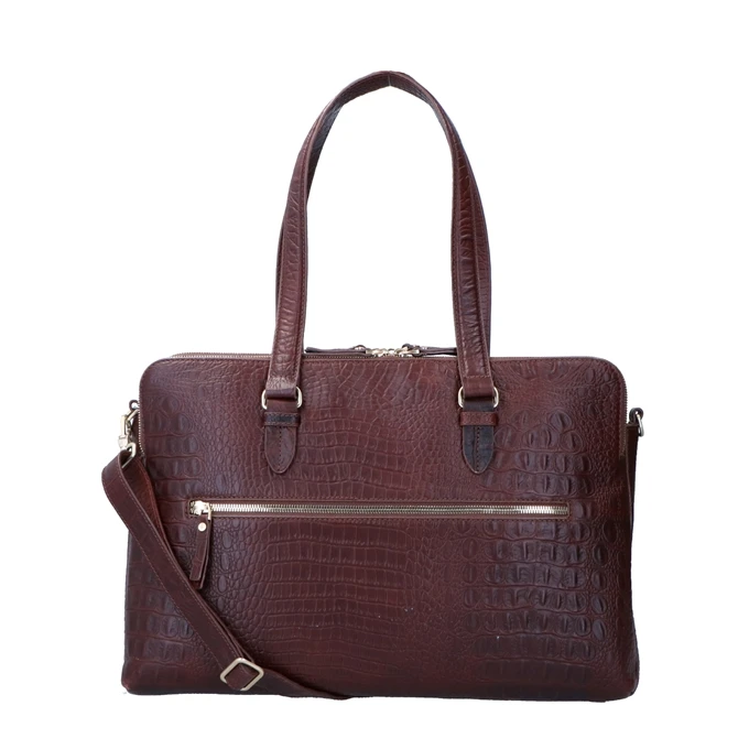 FMME. Charlotte 13.3 Workingbag 3 Pockets Croco Brown 5 FMME. Charlotte 13.3 Workingbag 3 Pockets Croco Brown - Afbeelding 3