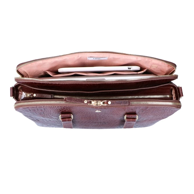 FMME. Charlotte 13.3 Workingbag 3 Pockets Croco Brown 8 FMME. Charlotte 13.3 Workingbag 3 Pockets Croco Brown - Afbeelding 6