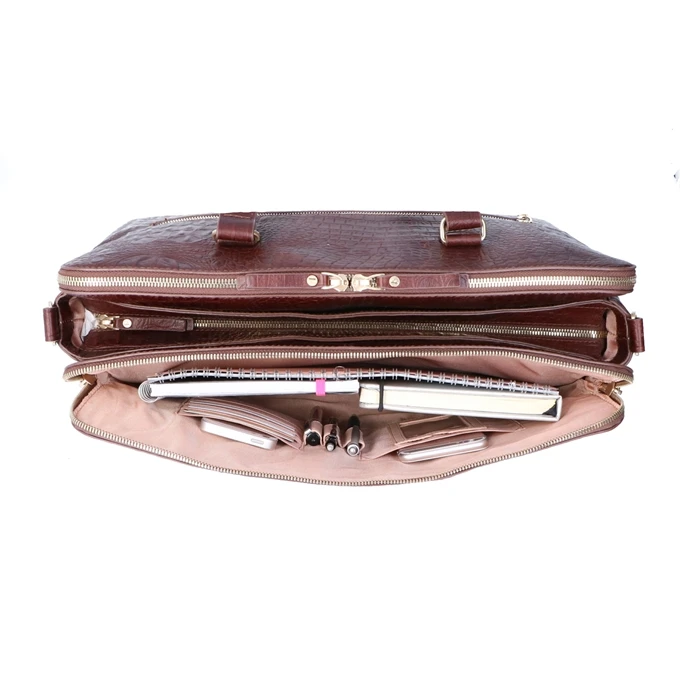 FMME. Charlotte 13.3 Workingbag 3 Pockets Croco Brown 9 FMME. Charlotte 13.3 Workingbag 3 Pockets Croco Brown - Afbeelding 7