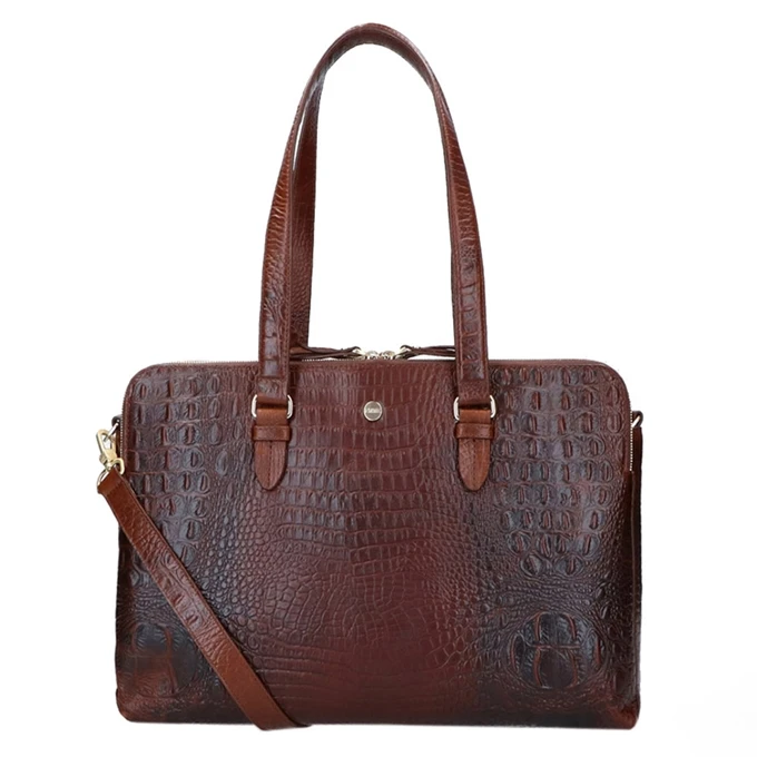 FMME. Charlotte 13.3 Workingbag 3 Pockets Croco Brown 11 FMME. Charlotte 13.3 Workingbag 3 Pockets Croco Brown - Afbeelding 9