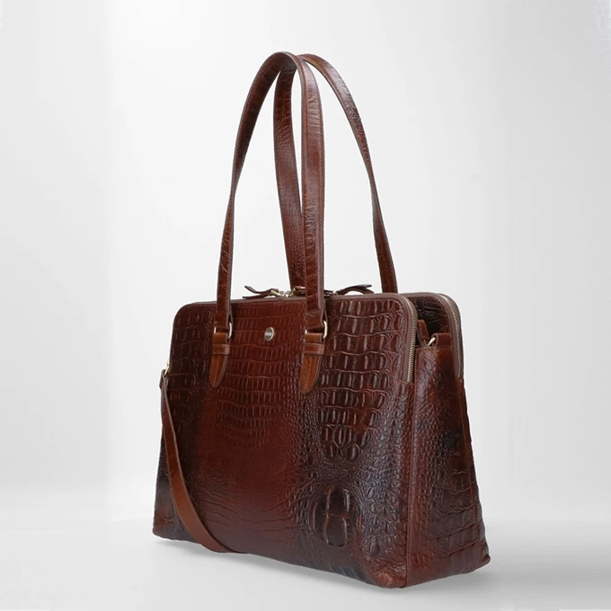 FMME. Charlotte 13.3 Workingbag 3 Pockets Croco Brown 13 FMME. Charlotte 13.3 Workingbag 3 Pockets Croco Brown - Afbeelding 11